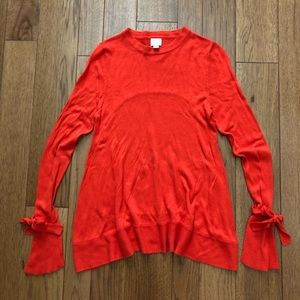 Red Bow Sleeve Sweater